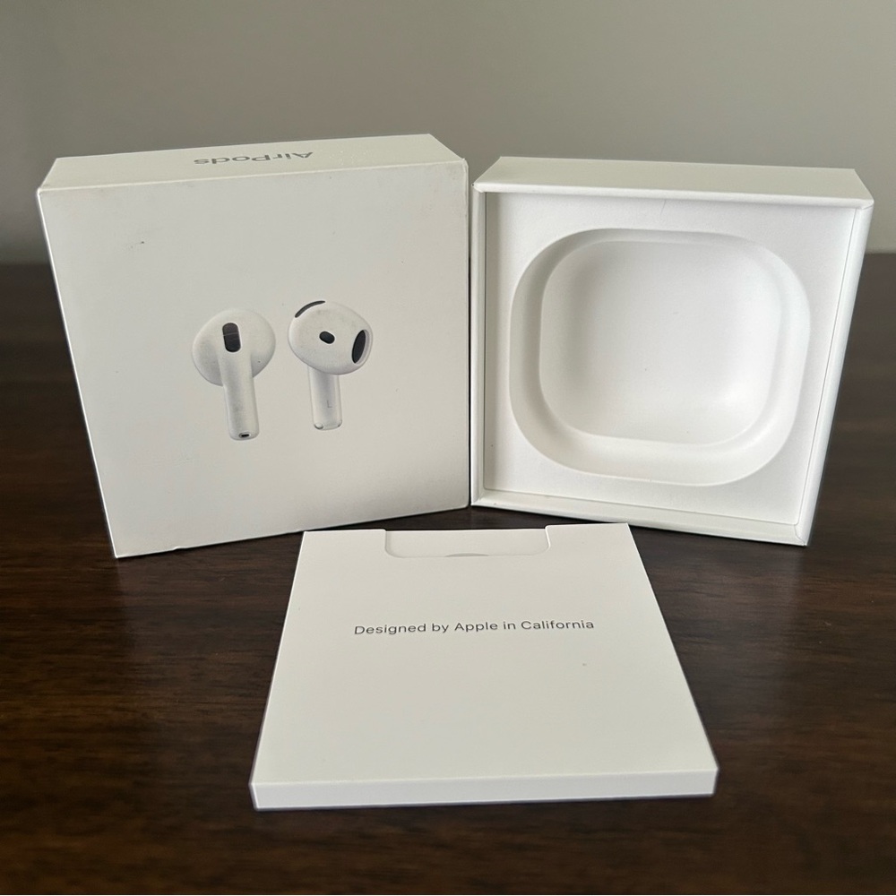 EMPTY Apple Airpods 4 Box with Papers White and Silver